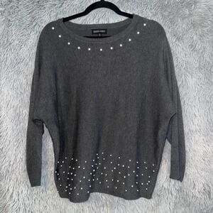 Kenneth Greene Gray Pearl Embellished Sweater Ladies Size L
